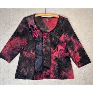Serenade Top Women’s Size 1X Black Red Fairy Grunge Goth Vamp Tie Dye Whimsigoth